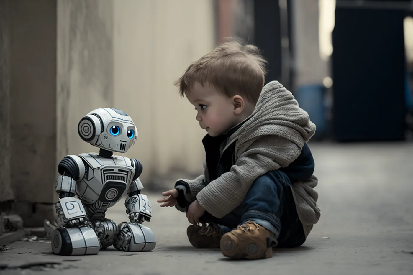 boy with a robot generated by midjourney